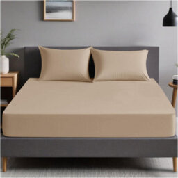 Gc Gaveno Cavailia Plain Dyed Fitted Bedsheet Single Natural Super Soft & Comfy Non Iron Fitted Sheet