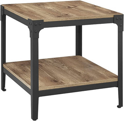 "Simpa 20"" Reclaimed Rustic Wood End Side Tables - Set Of 2"