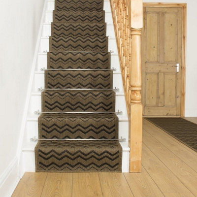 Chevron Stair Runner - Hardwearing, Non-Slip & Durable Carpet For Stairs & Staircases, Multiple Lengths - image 1