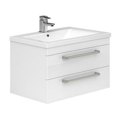 Plum&clay Novela Gloss White Wall Hung Vanity Unit With Ceramic Basin (W)800mm - image 1