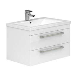 Plum&clay Novela Gloss White Wall Hung Vanity Unit With Ceramic Basin Bathroom Furniture (W)800mm
