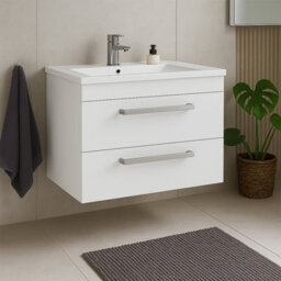 Plum&clay Novela Gloss White Wall Hung Vanity Unit With Ceramic Basin (W)800mm - thumbnail 3