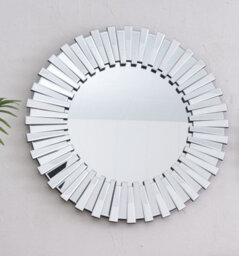 Comfy Living Modern 3D Sunburst Round Mirror 80Cm
