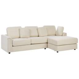 Beliani Corner Sofa 4 Seater Kohlo Fabric Light Beige With Ottoman Left Hand - thumbnail 6