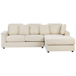 Beliani Corner Sofa 4 Seater Kohlo Fabric Light Beige With Ottoman Left Hand - thumbnail 5