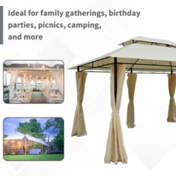 Outsunny 4M X 3(M) Outdoor 2-Tier Steel Frame Gazebo W/ Curtains Outdoor Garden - thumbnail 5