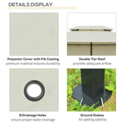 Outsunny 4M X 3(M) Outdoor 2-Tier Steel Frame Gazebo W/ Curtains Outdoor Garden - thumbnail 6
