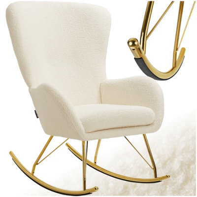 Tectake 1 Rocking Chair Swing - Armchair With Steel Runners And Thick Padding  - Cream/gold - image 1