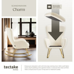 Tectake 1 Rocking Chair Swing - Armchair With Steel Runners And Thick Padding  - Cream/gold - thumbnail 5