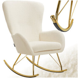 Tectake 1 Rocking Chair Swing - Armchair With Steel Runners And Thick Padding  - Cream/gold