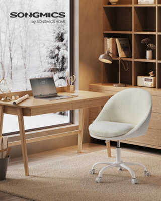LEDREM Office Chair, Swivel Chair, Desk Chair, Sherpa Fabric, Foam Padding, Adjustable Height, For Home Office, Study, Bedroom - image 1