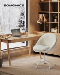 LEDREM Office Chair, Swivel Chair, Desk Chair, Sherpa Fabric, Foam Padding, Adjustable Height, For Home Office, Study, Bedroom - thumbnail 1