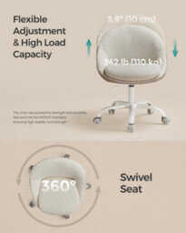 LEDREM Office Chair, Swivel Chair, Desk Chair, Sherpa Fabric, Foam Padding, Adjustable Height, For Home Office, Study, Bedroom - thumbnail 5