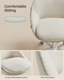 LEDREM Office Chair, Swivel Chair, Desk Chair, Sherpa Fabric, Foam Padding, Adjustable Height, For Home Office, Study, Bedroom - thumbnail 4