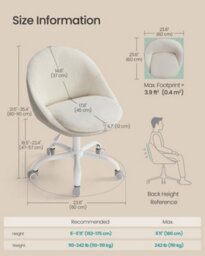 LEDREM Office Chair, Swivel Chair, Desk Chair, Sherpa Fabric, Foam Padding, Adjustable Height, For Home Office, Study, Bedroom - thumbnail 7