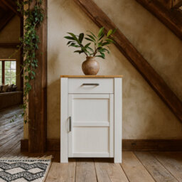 Wyld Haus Kyoto White & Natural Oak 1-Door 1-Drawer Shoe Cabinet
