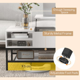 Costway Lift Top Coffee Table Living Room Center Table W/ Removable Shelf-White - thumbnail 7