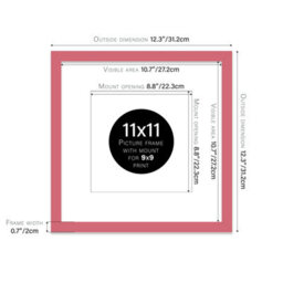 "11X11"" Pink Picture Frame - 11X11"" Square Frame With 9X9"" Mount For 11X11""/9X9"" Pictures Vintage Style Photo Display, 1 Pack" - thumbnail 2