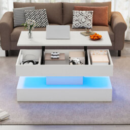 Modern Coffee Table With Led Lighting, Hidden Storage And Hydraulic Lift - thumbnail 3