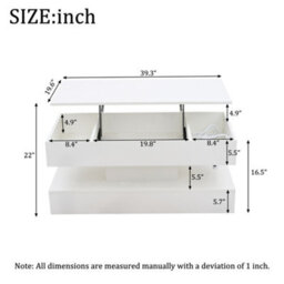 Modern Coffee Table With Led Lighting, Hidden Storage And Hydraulic Lift - thumbnail 5