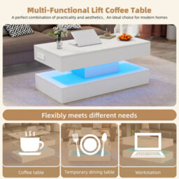 Modern Coffee Table With Led Lighting, Hidden Storage And Hydraulic Lift - thumbnail 7
