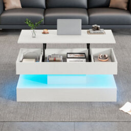 Modern Coffee Table With Led Lighting, Hidden Storage And Hydraulic Lift - thumbnail 4