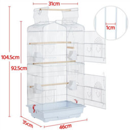 Yaheetech White Open Top Metal Birdcage Parrot Cage With Slide-Out Tray And Four Feeders - thumbnail 3