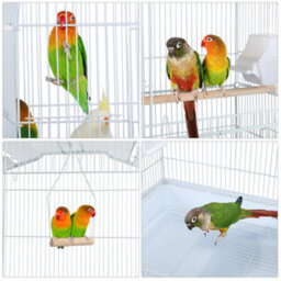 Yaheetech White Open Top Metal Birdcage Parrot Cage With Slide-Out Tray And Four Feeders - thumbnail 6