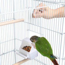Yaheetech White Open Top Metal Birdcage Parrot Cage With Slide-Out Tray And Four Feeders - thumbnail 8