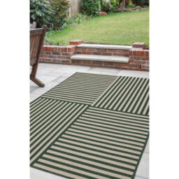 Melrose Eden Multistripe Green Abstract Design Pile Height 3mm Medium Area Indoor Outdoor Rug - 120/170Cm - thumbnail 5