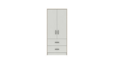 Hazlemere 2 Door Combi Robe - White With Oak Edging On Express Delivery And Ready Assembled - image 1