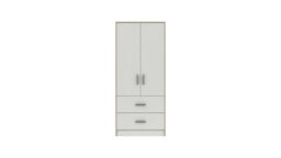 Hazlemere 2 Door Combi Robe - White With Oak Edging On Express Delivery And Ready Assembled - thumbnail 1