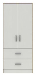 Hazlemere 2 Door Combi Robe - White With Oak Edging On Express Delivery And Ready Assembled - thumbnail 2