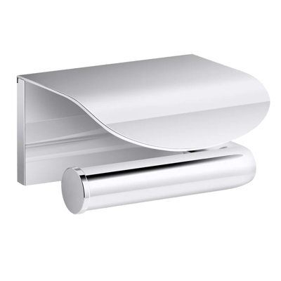 Mira Kohler Avid Covered Toilet Roll Paper Holder Left Side Chrome Bathroom Cloakroom