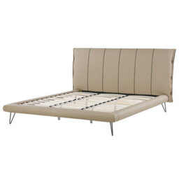 Beliani Bed Faux Leather Betin 180 X 200 Cm (Eu Super King) Sand Beige - thumbnail 5