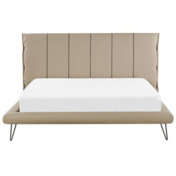 Beliani Bed Faux Leather Betin 180 X 200 Cm (Eu Super King) Sand Beige - thumbnail 4