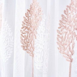 Living And Home White 2-Piece Set With Brown Leaf Pattern Embroidered Semi-Sheer Curtains, 130 X 180 Cm - thumbnail 8