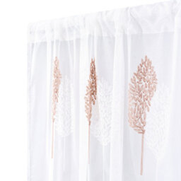 Living And Home White 2-Piece Set With Brown Leaf Pattern Embroidered Semi-Sheer Curtains, 130 X 180 Cm - thumbnail 7
