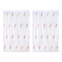 Living And Home White 2-Piece Set With Brown Leaf Pattern Embroidered Semi-Sheer Curtains, 130 X 180 Cm - thumbnail 4