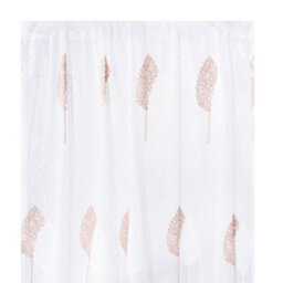 Living And Home White 2-Piece Set With Brown Leaf Pattern Embroidered Semi-Sheer Curtains, 130 X 180 Cm - thumbnail 6