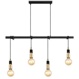 Luminosa Lighting Luminosa Alexius Bar Pendant Ceiling Light Matt Black 4X E27 - thumbnail 3