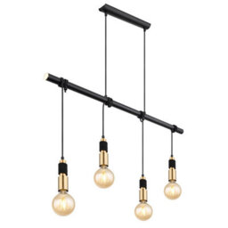 Luminosa Lighting Luminosa Alexius Bar Pendant Ceiling Light Matt Black 4X E27 - thumbnail 1