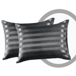 Ameha Stripe Pillowcase Pair Microfiber-Soft Charcoal Striped Pillowcases, Envelope Closure, Machine Washable Bedding Pillow Cover - thumbnail 1
