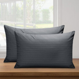 Ameha Stripe Pillowcase Pair Microfiber-Soft Charcoal Striped Pillowcases, Envelope Closure, Machine Washable Bedding Pillow Cover - thumbnail 2