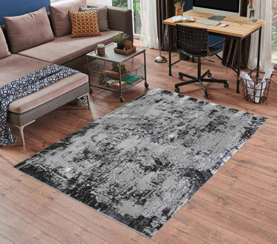 Serenity Modern Abstract Acrylic Contemporary Area Rugs Black 200X290 Cm - image 1