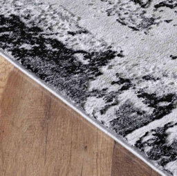 Serenity Modern Abstract Acrylic Contemporary Area Rugs Black 200X290 Cm - thumbnail 4