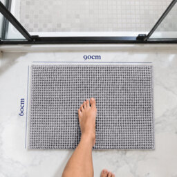 Aspire Homeware Quick Dry Chenille Bathmat Soft Water Absorbent Shower Mat Non-Slip Floor Mat, Light Grey (L)90Cm X (W)60Cm - thumbnail 6