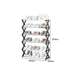 Breeins Home Foldable 6-Layer Black Metal Shoe Rack - thumbnail 8