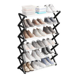 Breeins Home Foldable 6-Layer Black Metal Shoe Rack - thumbnail 2