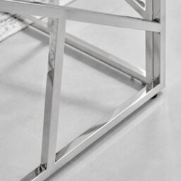 Furniturebox Amalfi Silver Chrome Metal Side Table - Square Clear Glass & Silver Table - Abstract Pattern - Sleek, Chic, Bright & Airy - thumbnail 4